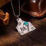 Personalized Western Boho Style Cow Tag Turquoise Necklace with Engraved Text Photo Birthday Anniversary Gift for Cowgirl Cow Lovers