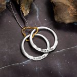 Collier Anneaux Gravés Personnalisés Cadeau Anniversaire St-Valentin pour Femme