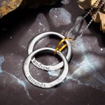 Collier Anneaux Gravés Personnalisés Cadeau Anniversaire St-Valentin pour Femme