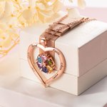 Collier en Cœur Personnalisé avec 1-8 Prénoms Gravés et Pierres de Naissance Collier d'Argent pour Maman Cadeau Anniversaire Fête des Mères