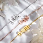 Collier avec Lettre Personnalisée Pendentif de Relation avec Deux Initiales Cadeau d'Anniversaire Pour Elle
