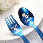 Personalised Dinosaur & Fantasy Unicorn Cutlery Gift Set with Name Food Grade Stainless Steel Cutlery Set for Kitchen Kids