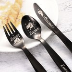 Personalised Dinosaur & Fantasy Unicorn Cutlery Gift Set with Name Food Grade Stainless Steel Cutlery Set for Kitchen Kids