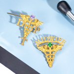Épingle de diplôme de médecine Caducée RN Nurse avec pierre de naissance