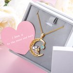 Custom Moon Mother & Child Elephant Necklace with Birthstone
