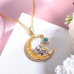 Custom Moon Mother & Child Elephant Necklace with Birthstone