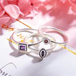 Personalized Stackable Ring with Initial & Birthstone