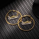 Circle Hoop Earrings with Customized Name Pendants