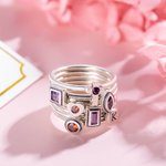Personalized Stackable Ring with Initial & Birthstone