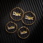Circle Hoop Earrings with Customized Name Pendants