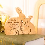 Personalised Wooden Family Bunnies Puzzle Cuddling Rabbits Tabletop Decoration with Engraved Names Easter Birthday Gift for Kids Family