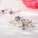 Personalized Stackable Ring with Initial & Birthstone
