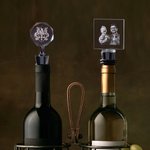 Bouchon de vin en cristal personnalisé avec photo 2D gravée et insigne
