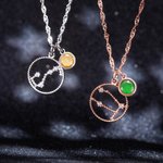 Collier Personnalisé avec Pierre de Naissance et Constellation Collier Zodiaque Cadeau d'Anniversaire Noël Saint-Valentin pour Elle Mère