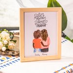 Dessin Imprimé Personnalisé avec Images Personnages et Noms Mère et Fille Cadeau Fête des Mères Anniversaire pour Maman