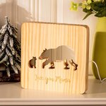 Veilleuse en Bois Personnalisée avec Texte Gravure Veilleuse Mère et Enfant Ours ou Éléphant Cadeau Familial pour Enfant