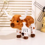 Engraved Longhorn Cow Stuffed Animals Plushies