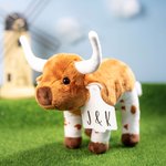 Engraved Longhorn Cow Stuffed Animals Plushies