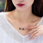 Women's Handcrafted Family Natural Birthstone Necklace