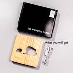 Veilleuse en Bois Personnalisée avec Texte Gravure Veilleuse Mère et Enfant Ours ou Éléphant Cadeau Familial pour Enfant