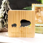 Veilleuse en Bois Personnalisée avec Texte Gravure Veilleuse Mère et Enfant Ours ou Éléphant Cadeau Familial pour Enfant