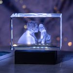 Décoration Table en Cristal Personnalisée avec Photo 3D Gravée au Laser Cadeau d'Anniversaire pour Famille Amis