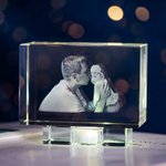 Décoration Table en Cristal Personnalisée avec Photo 3D Gravée au Laser Cadeau d'Anniversaire pour Famille Amis