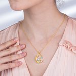 Custom Moon Mother & Child Elephant Necklace with Birthstone