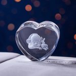 Personalizado 3D Corazón Foto Cristal Grabado con Base de Luz LED
