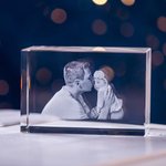 Décoration Table en Cristal Personnalisée avec Photo 3D Gravée au Laser Cadeau d'Anniversaire pour Famille Amis