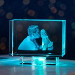 Décoration Table en Cristal Personnalisée avec Photo 3D Gravée au Laser Cadeau d'Anniversaire pour Famille Amis
