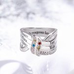 Personlig Ribbon Knot Ring med 1-8 födelsestenar och graverade namn Zirkon Familjesmycken Mors dag Födelsedagspresent till mamma mormor