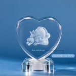 Personalizado 3D Corazón Foto Cristal Grabado con Base de Luz LED