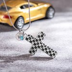 Custom Racing Zwart & Wit Geruite Vlag Kruis Ketting