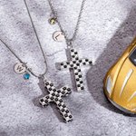 Custom Racing Zwart & Wit Geruite Vlag Kruis Ketting