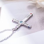 Cross Necklace for Women with Kid's Name & Birthstone
