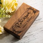 Boîte à bagues Étui en Bois double bagues Personnalisé avec Nom et Texte pour 2 Bagues