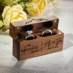 Boîte à bagues Étui en Bois double bagues Personnalisé avec Nom et Texte pour 2 Bagues