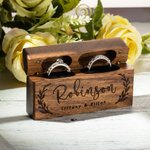 Boîte à bagues Étui en Bois double bagues Personnalisé avec Nom et Texte pour 2 Bagues