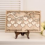 Personalised Wood Hanging 1-12 Hearts Family Tree with Engraved Name and Text Home Decor Christmas Gift for Family