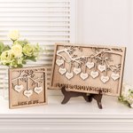 Personalised Wood Hanging 1-12 Hearts Family Tree with Engraved Name and Text Home Decor Christmas Gift for Family