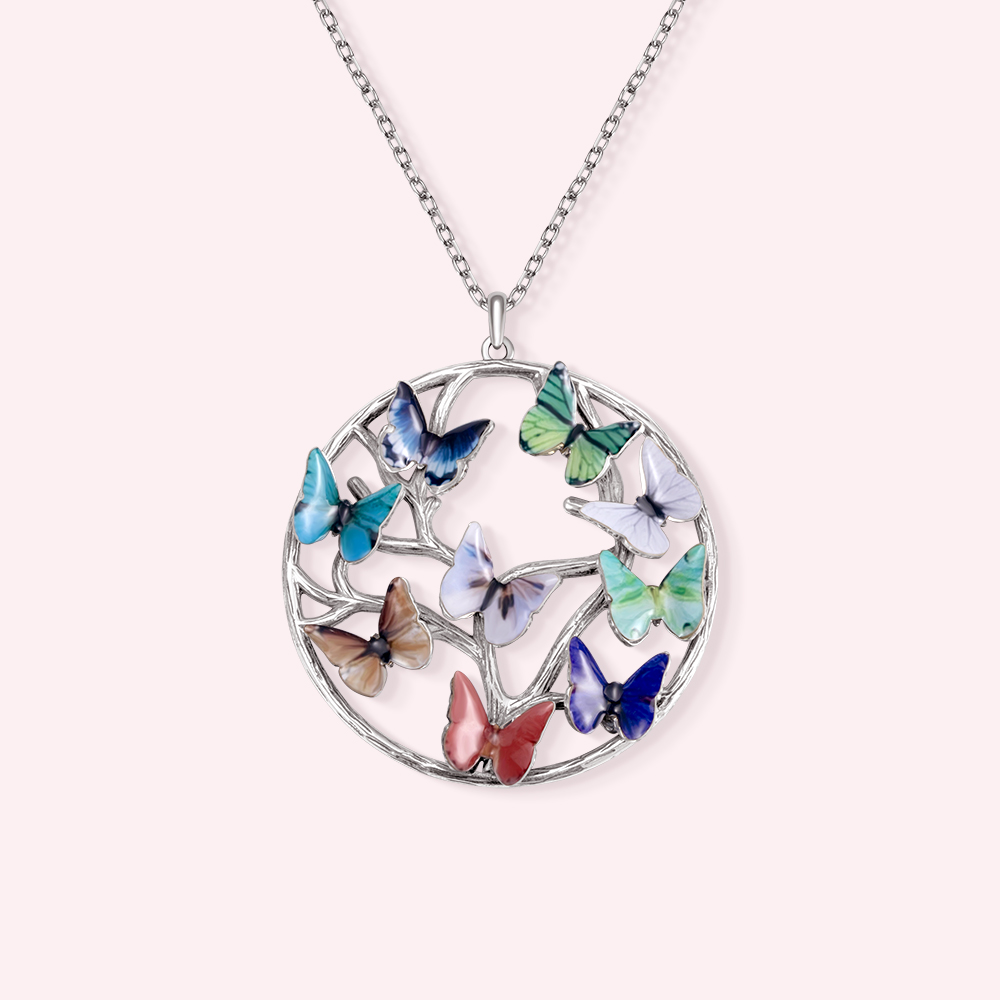 Personalized Mom or Grandma Family Birthstone Butterfly Necklace