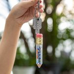 Porte-clés de Crayon Personnalisé du Nom au Laser avec Boule de Neige à Paillettes Cadeau de Remerciement pour Enseignant