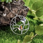 Collier en Argent pour Femme Personnalisé avec 1-9 Papillons sur Arbre Généalogique Cadeau Fête des Mères