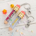 Porte-clés de Crayon Personnalisé du Nom au Laser avec Boule de Neige à Paillettes Cadeau de Remerciement pour Enseignant
