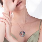 Collier en Argent pour Femme Personnalisé avec 1-9 Papillons sur Arbre Généalogique Cadeau Fête des Mères