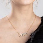 Collier Personnalisé avec Prénom avec Pierres Inscrustées Plaque de Prénom Bicolore Cadeau Anniversaire pour Ami