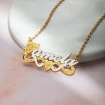 Collier Personnalisé avec Prénom avec Pierres Inscrustées Plaque de Prénom Bicolore Cadeau Anniversaire pour Ami