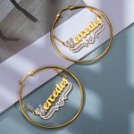 Pendiente Inspirado en Famosos Pendiente Doble Placa con Nombre Pendiente Hip Hop