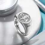 Bagues chevalières personnalisées en argent sterling avec symbole médical